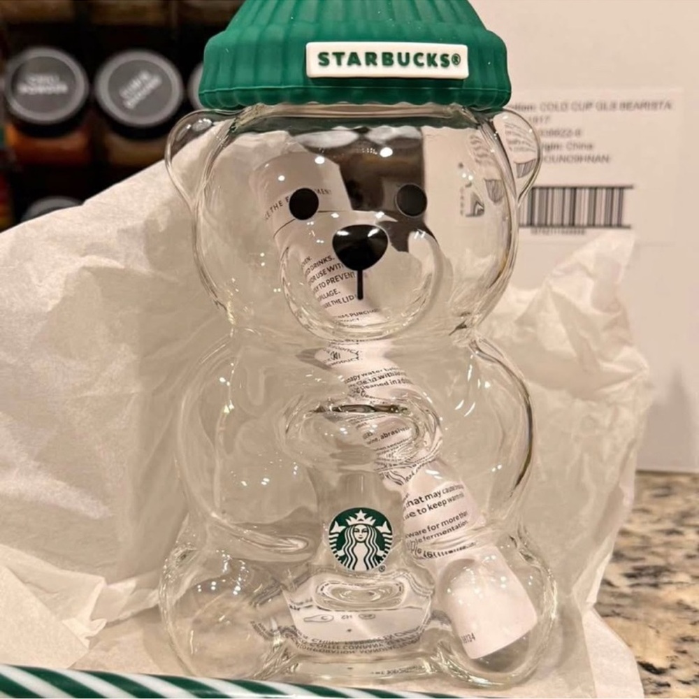 Starbucks Clear Bear Cup with Teal Lid